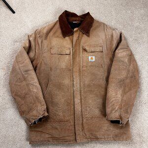 VTG Carhartt Artic Jacket C03 BRN Sz XXL Quilt Lined Made In USA Corduroy Collar